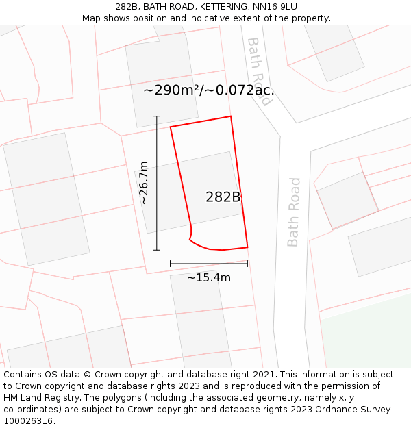 282B, BATH ROAD, KETTERING, NN16 9LU: Plot and title map