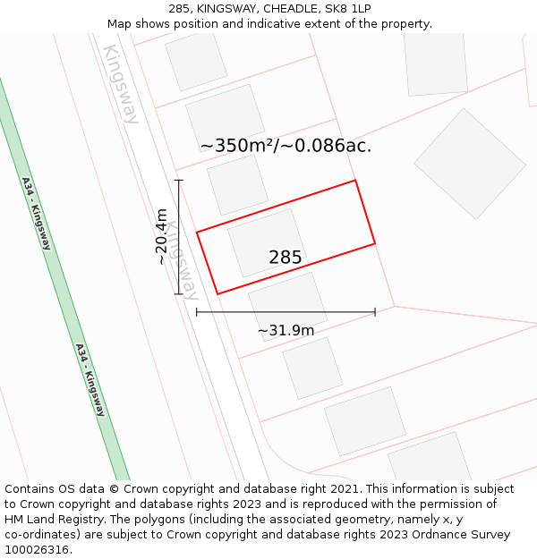 285, KINGSWAY, CHEADLE, SK8 1LP: Plot and title map