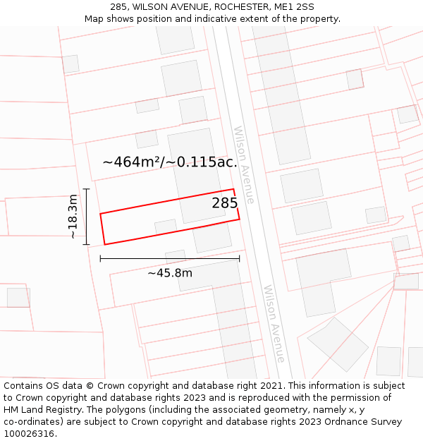 285, WILSON AVENUE, ROCHESTER, ME1 2SS: Plot and title map