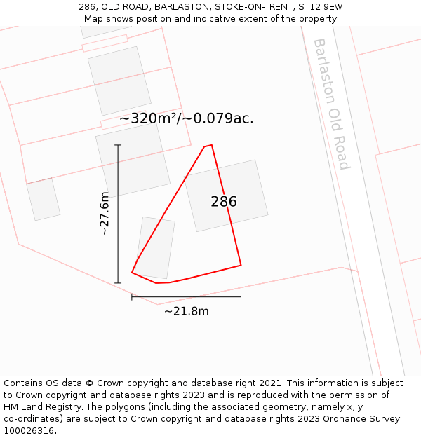 286, OLD ROAD, BARLASTON, STOKE-ON-TRENT, ST12 9EW: Plot and title map