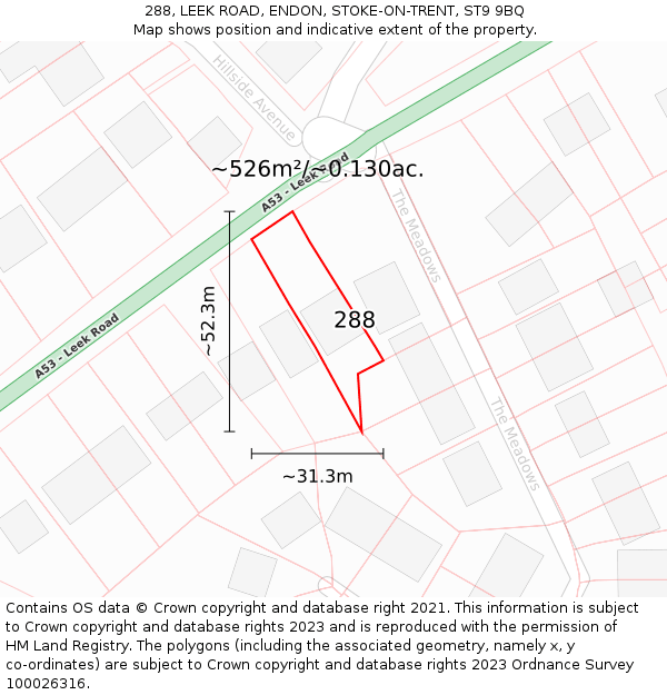 288, LEEK ROAD, ENDON, STOKE-ON-TRENT, ST9 9BQ: Plot and title map