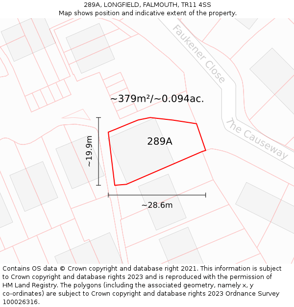 289A, LONGFIELD, FALMOUTH, TR11 4SS: Plot and title map