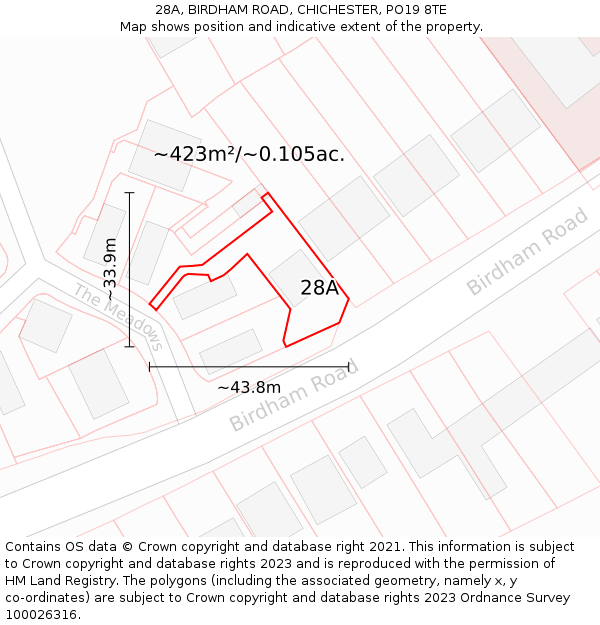 28A, BIRDHAM ROAD, CHICHESTER, PO19 8TE: Plot and title map