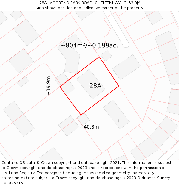 28A, MOOREND PARK ROAD, CHELTENHAM, GL53 0JY: Plot and title map