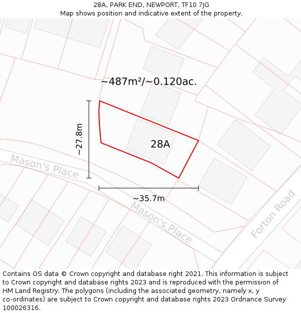 28A, PARK END, NEWPORT, TF10 7JG: Plot and title map