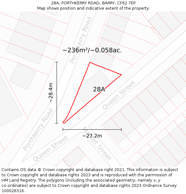 28A, PORTHKERRY ROAD, BARRY, CF62 7EP: Plot and title map