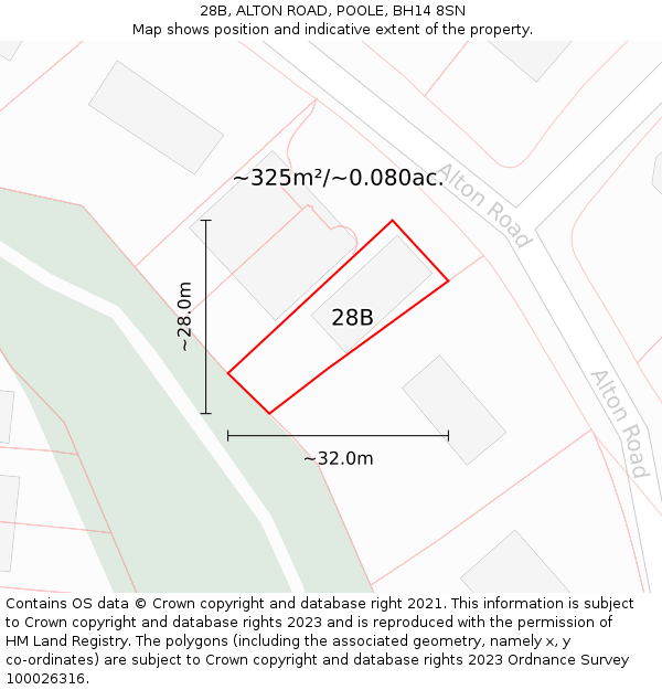 28B, ALTON ROAD, POOLE, BH14 8SN: Plot and title map