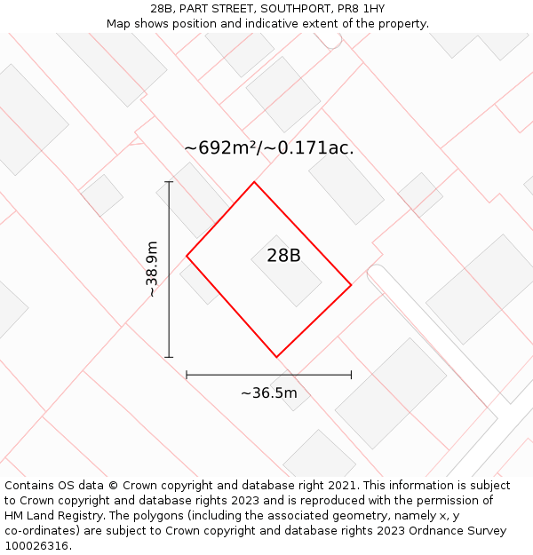 28B, PART STREET, SOUTHPORT, PR8 1HY: Plot and title map