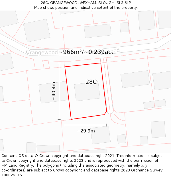 28C, GRANGEWOOD, WEXHAM, SLOUGH, SL3 6LP: Plot and title map