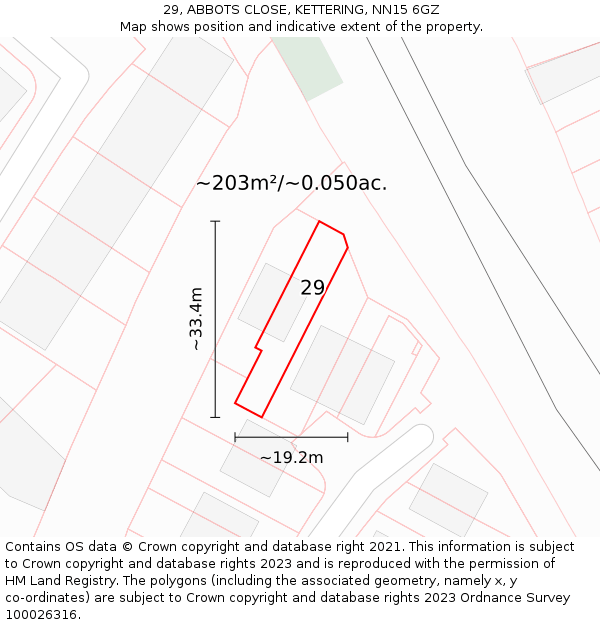 29, ABBOTS CLOSE, KETTERING, NN15 6GZ: Plot and title map