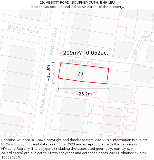 29, ABBOTT ROAD, BOURNEMOUTH, BH9 1EU: Plot and title map