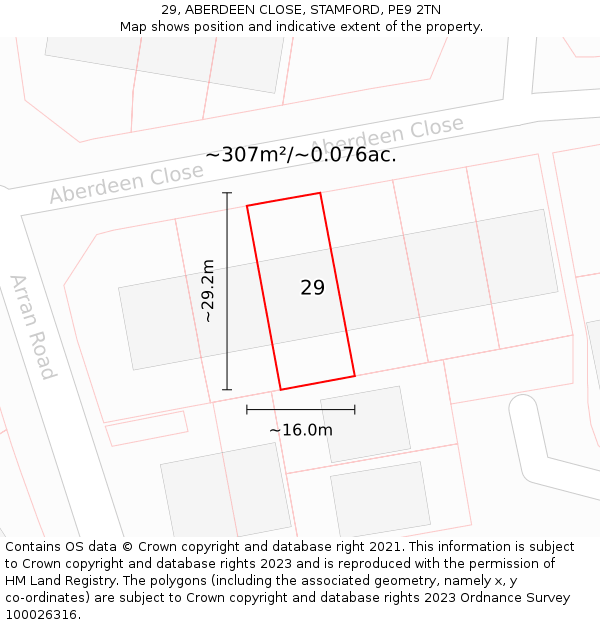 29, ABERDEEN CLOSE, STAMFORD, PE9 2TN: Plot and title map