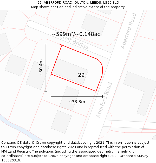 29, ABERFORD ROAD, OULTON, LEEDS, LS26 8LD: Plot and title map