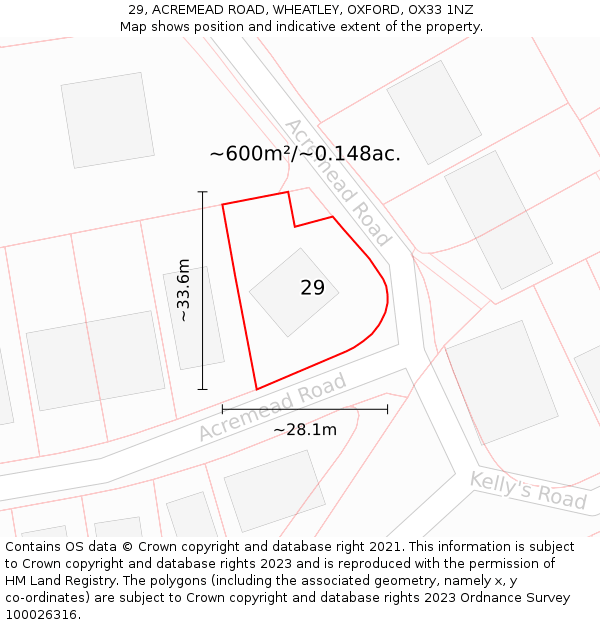 29, ACREMEAD ROAD, WHEATLEY, OXFORD, OX33 1NZ: Plot and title map