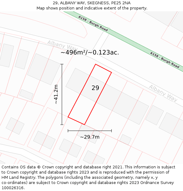 29, ALBANY WAY, SKEGNESS, PE25 2NA: Plot and title map