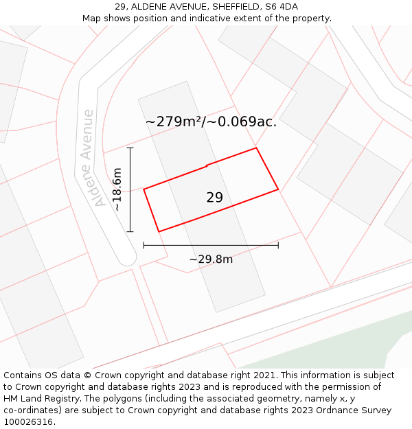 29, ALDENE AVENUE, SHEFFIELD, S6 4DA: Plot and title map