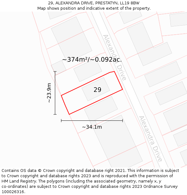 29, ALEXANDRA DRIVE, PRESTATYN, LL19 8BW: Plot and title map