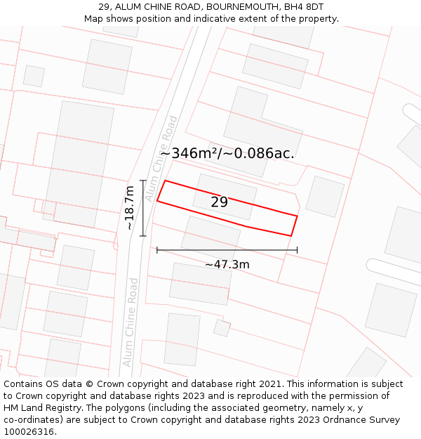 29, ALUM CHINE ROAD, BOURNEMOUTH, BH4 8DT: Plot and title map