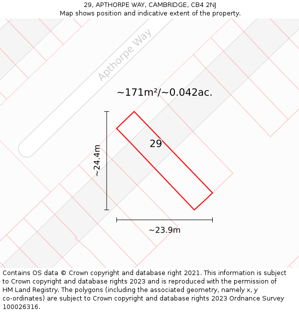 29, APTHORPE WAY, CAMBRIDGE, CB4 2NJ: Plot and title map