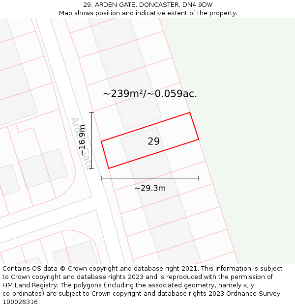 29, ARDEN GATE, DONCASTER, DN4 9DW: Plot and title map