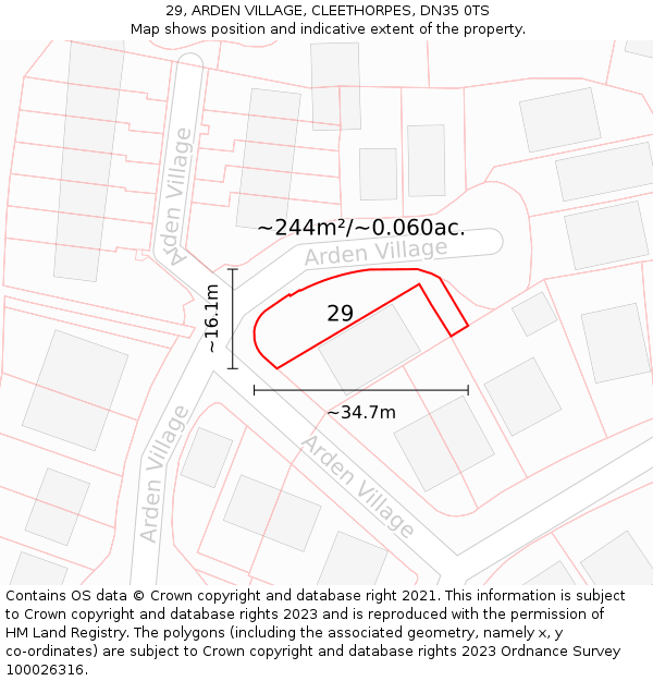 29, ARDEN VILLAGE, CLEETHORPES, DN35 0TS: Plot and title map