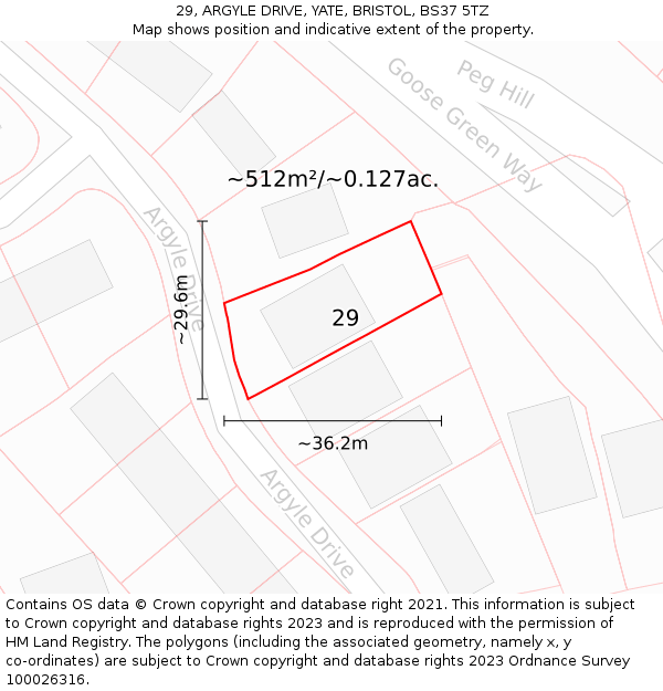 29, ARGYLE DRIVE, YATE, BRISTOL, BS37 5TZ: Plot and title map