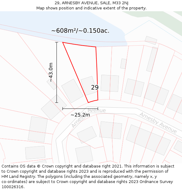 29, ARNESBY AVENUE, SALE, M33 2NJ: Plot and title map