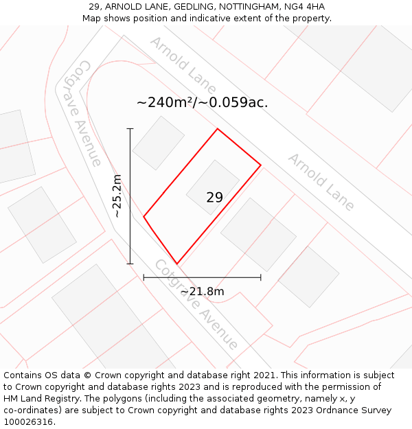 29, ARNOLD LANE, GEDLING, NOTTINGHAM, NG4 4HA: Plot and title map