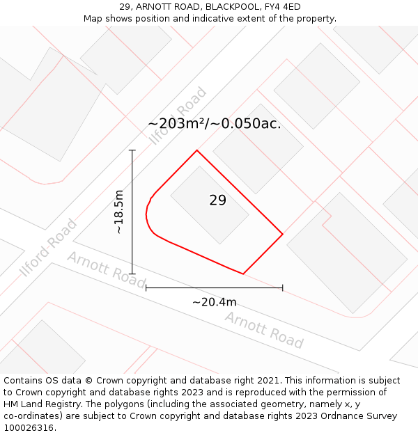 29, ARNOTT ROAD, BLACKPOOL, FY4 4ED: Plot and title map