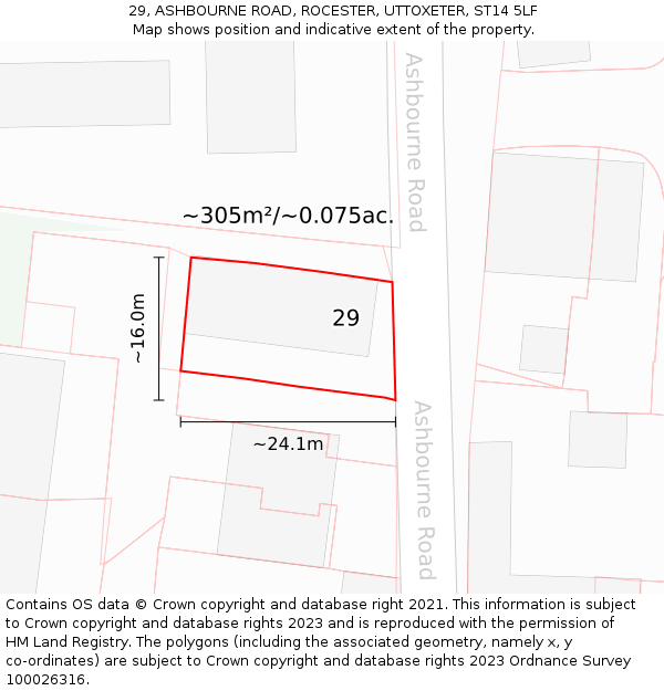 29, ASHBOURNE ROAD, ROCESTER, UTTOXETER, ST14 5LF: Plot and title map