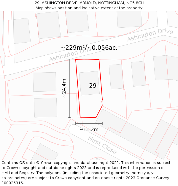 29, ASHINGTON DRIVE, ARNOLD, NOTTINGHAM, NG5 8GH: Plot and title map