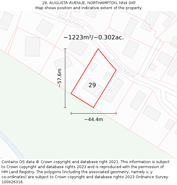 29, AUGUSTA AVENUE, NORTHAMPTON, NN4 0XP: Plot and title map