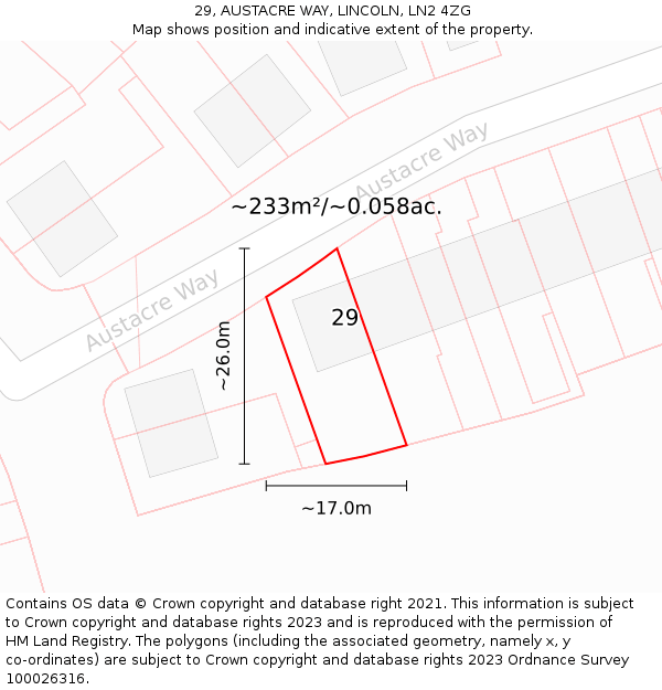 29, AUSTACRE WAY, LINCOLN, LN2 4ZG: Plot and title map