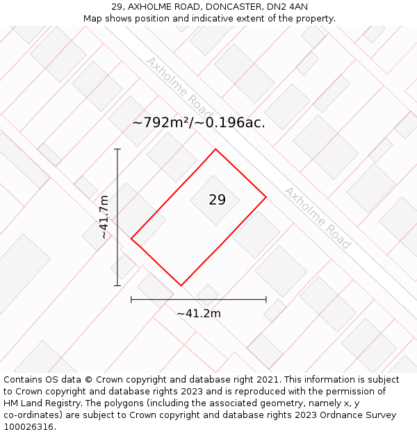 29, AXHOLME ROAD, DONCASTER, DN2 4AN: Plot and title map