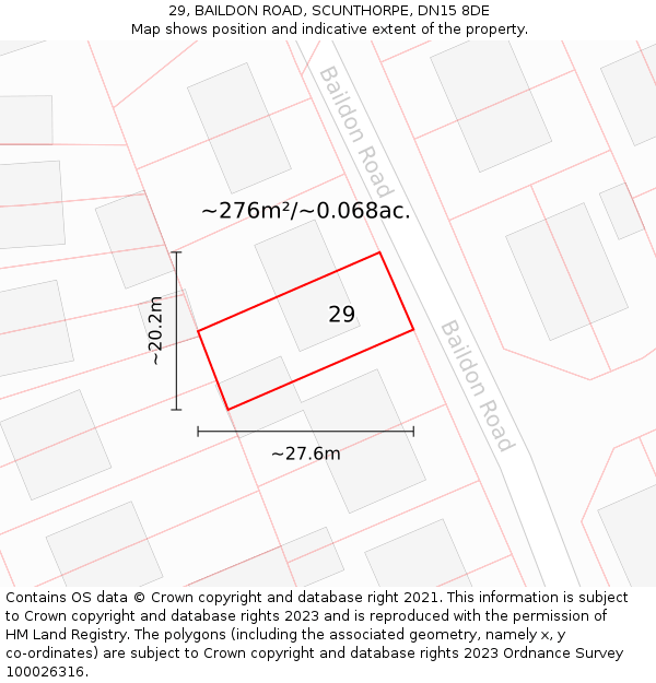 29, BAILDON ROAD, SCUNTHORPE, DN15 8DE: Plot and title map