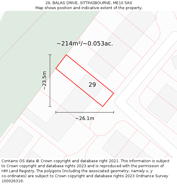 29, BALAS DRIVE, SITTINGBOURNE, ME10 5AS: Plot and title map