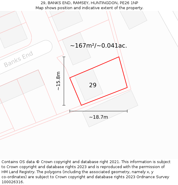 29, BANKS END, RAMSEY, HUNTINGDON, PE26 1NP: Plot and title map