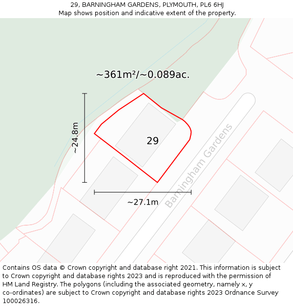 29, BARNINGHAM GARDENS, PLYMOUTH, PL6 6HJ: Plot and title map