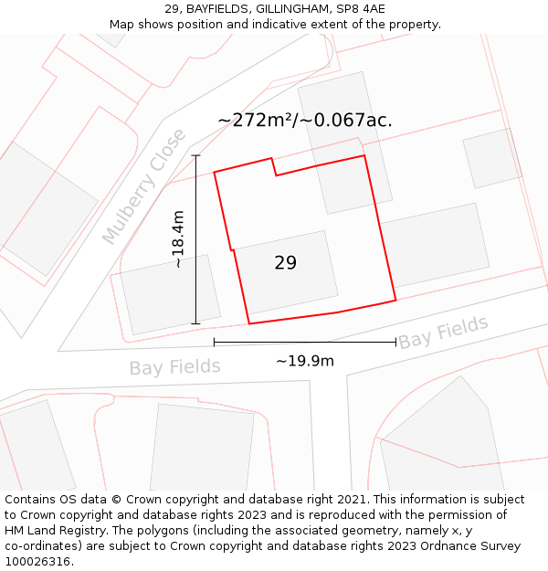 29, BAYFIELDS, GILLINGHAM, SP8 4AE: Plot and title map