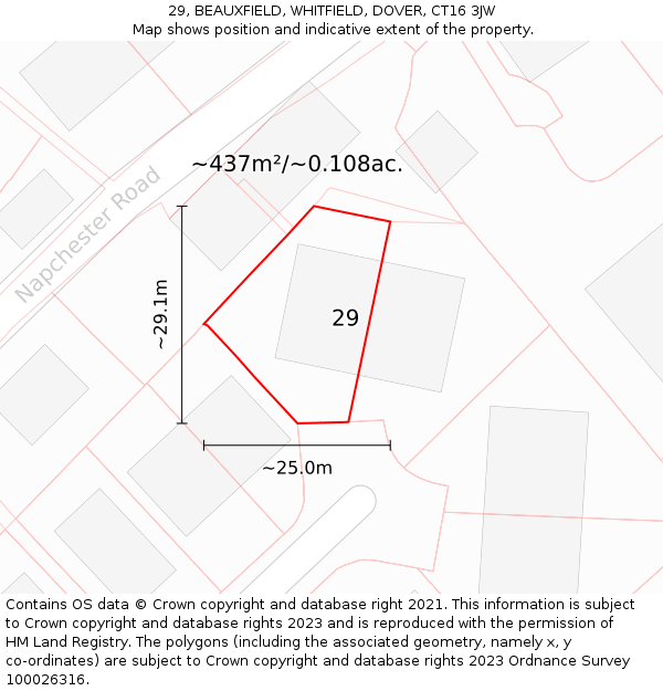 29, BEAUXFIELD, WHITFIELD, DOVER, CT16 3JW: Plot and title map