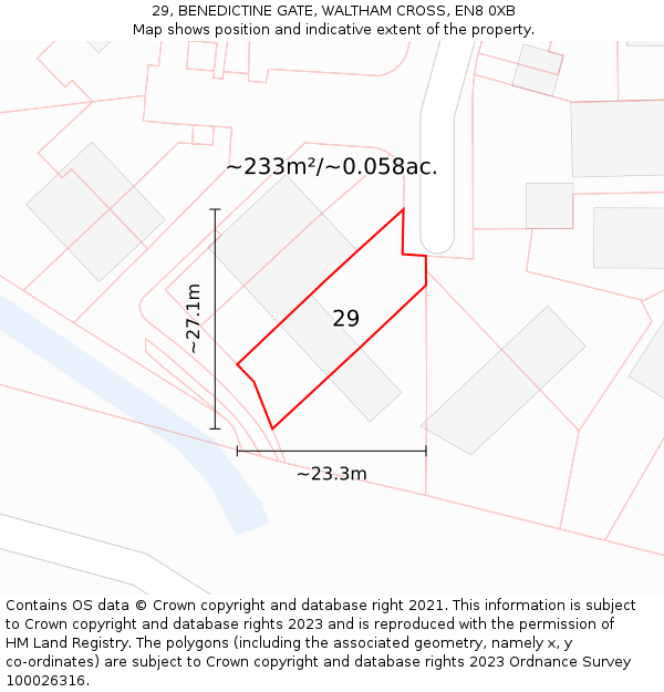 29, BENEDICTINE GATE, WALTHAM CROSS, EN8 0XB: Plot and title map