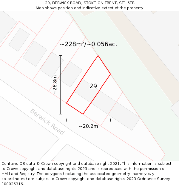 29, BERWICK ROAD, STOKE-ON-TRENT, ST1 6ER: Plot and title map