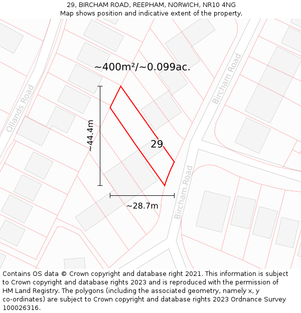 29, BIRCHAM ROAD, REEPHAM, NORWICH, NR10 4NG: Plot and title map