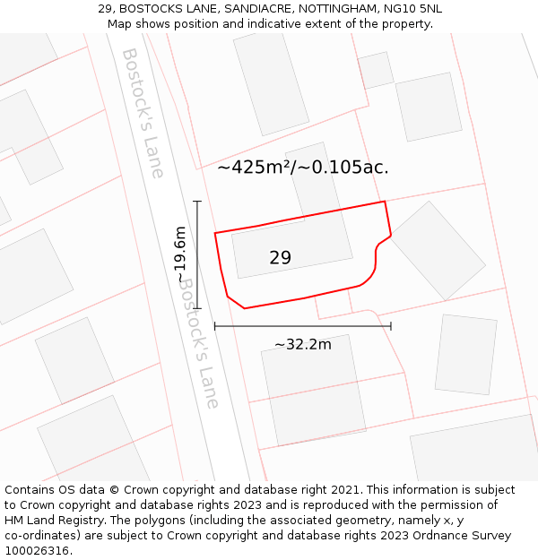 29, BOSTOCKS LANE, SANDIACRE, NOTTINGHAM, NG10 5NL: Plot and title map