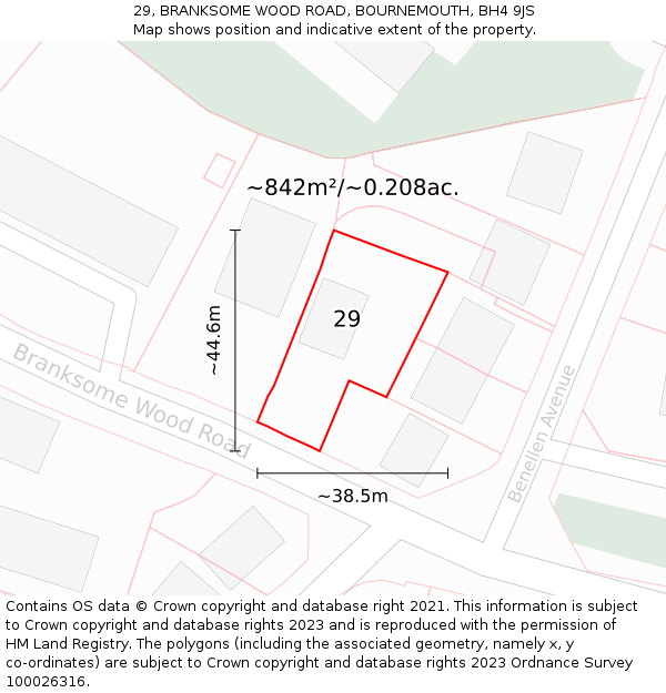 29, BRANKSOME WOOD ROAD, BOURNEMOUTH, BH4 9JS: Plot and title map