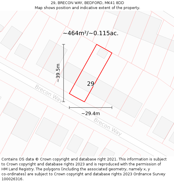 29, BRECON WAY, BEDFORD, MK41 8DD: Plot and title map