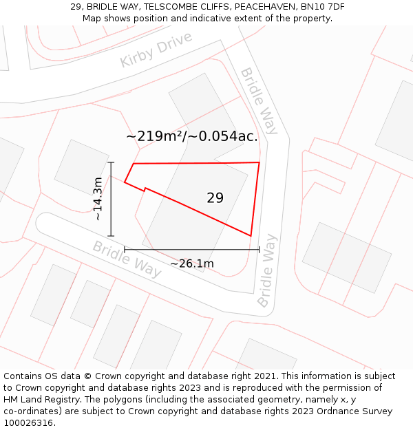 29, BRIDLE WAY, TELSCOMBE CLIFFS, PEACEHAVEN, BN10 7DF: Plot and title map