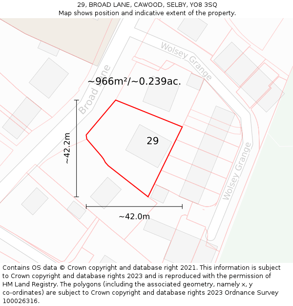 29, BROAD LANE, CAWOOD, SELBY, YO8 3SQ: Plot and title map