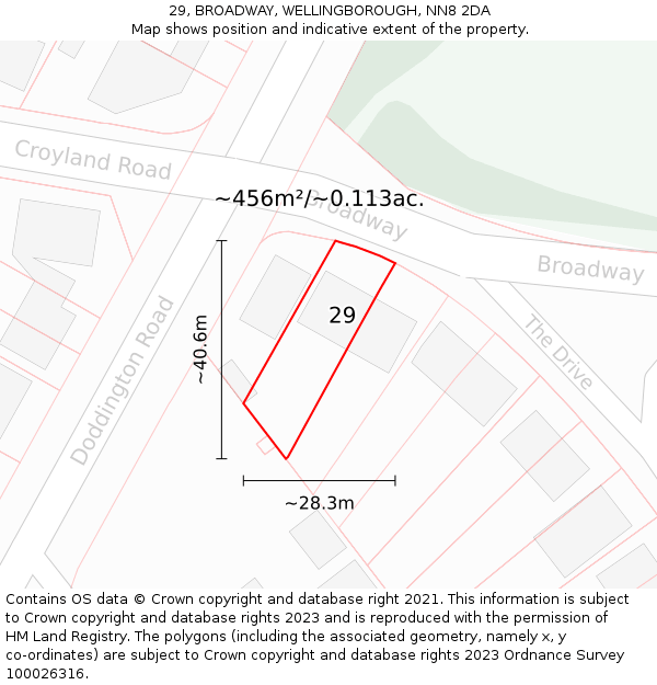 29, BROADWAY, WELLINGBOROUGH, NN8 2DA: Plot and title map