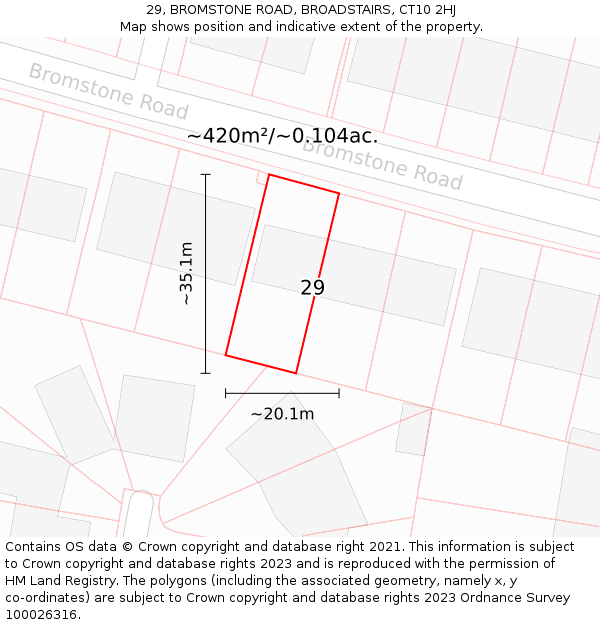 29, BROMSTONE ROAD, BROADSTAIRS, CT10 2HJ: Plot and title map